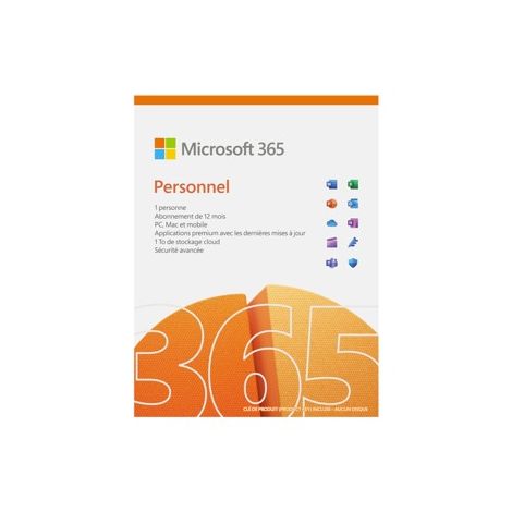 Microsoft 365 Personal Français - 1 an / 1 PC (QQ2-01735)